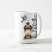 NIEDLICH PASTEL WINTER SNOWMAN & LANTERN & BIRD KAFFEETASSE (VorderseiteRechts)