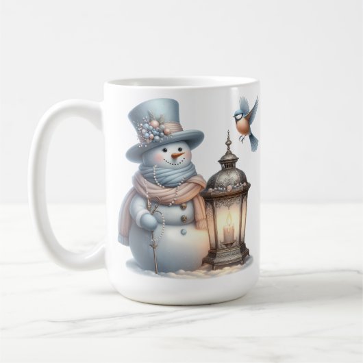 NIEDLICH PASTEL WINTER SNOWMAN & LANTERN & BIRD KAFFEETASSE (Links)