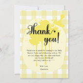 Niedlich Pastel Yellow Gingham Baby Dusche Dankeskarte (Vorderseite)