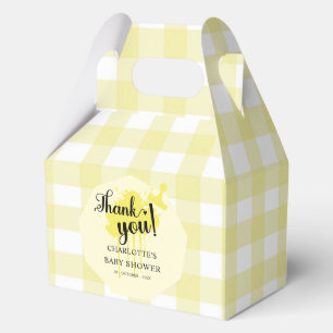 Niedlich Pastel Yellow Gingham Baby Girl Dusche Geschenkschachtel