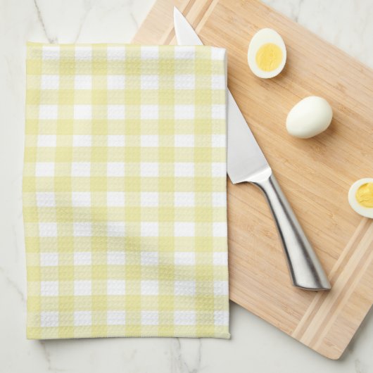 Niedlich Pastel Yellow Gingham Geschirrtuch (Viertel Falte)