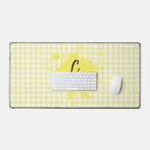 Niedlich Pastel Yellow Gingham Pattern Desk Mat Schreibtischunterlage (Tastatur & Maus)