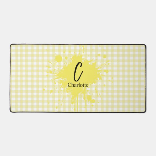 Niedlich Pastel Yellow Gingham Pattern Desk Mat Schreibtischunterlage (Vorderseite)
