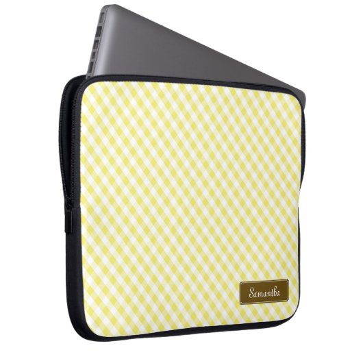 Niedlich Pastel Yellow Gingham Pattern Laptopschutzhülle (Vorne Rechts)