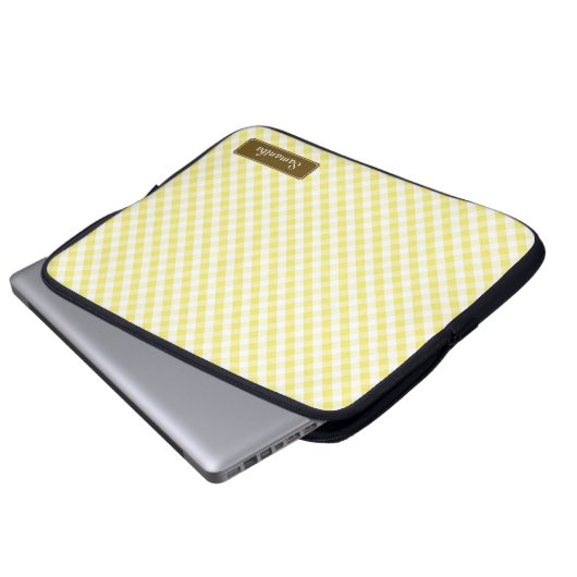 Niedlich Pastel Yellow Gingham Pattern Laptopschutzhülle (Vorne Knopf)