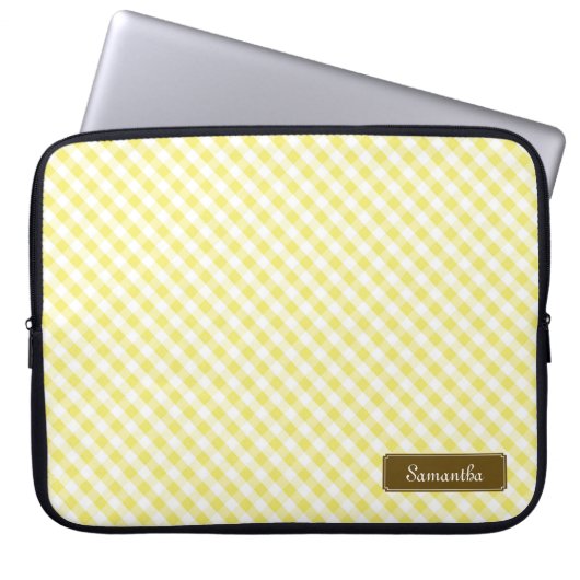 Niedlich Pastel Yellow Gingham Pattern Laptopschutzhülle (Vorderseite)
