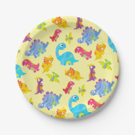 Niedlich Pastel Yellow Unisex Baby Dinosaur Geburt Pappteller