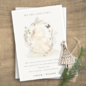 Niedlich Pastell Baby Mum Bunny Floral Wreath Baby Ankündigung