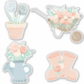 Niedlich Pastell Pink Blumengarten Aufkleber (Vorderseite)