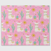 Niedlich Pastell Pink Party Llama Kids Gift Geschenkpapier (Flach)
