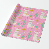 Niedlich Pastell Pink Party Llama Kids Gift Geschenkpapier (Ungerollt)