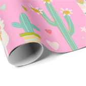 Niedlich Pastell Pink Party Llama Kids Gift Geschenkpapier (Rolleneckpunkt)