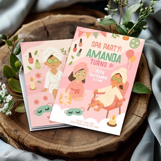 Niedlich Pastell Pink Wellness-Center Geburtstag Einladung