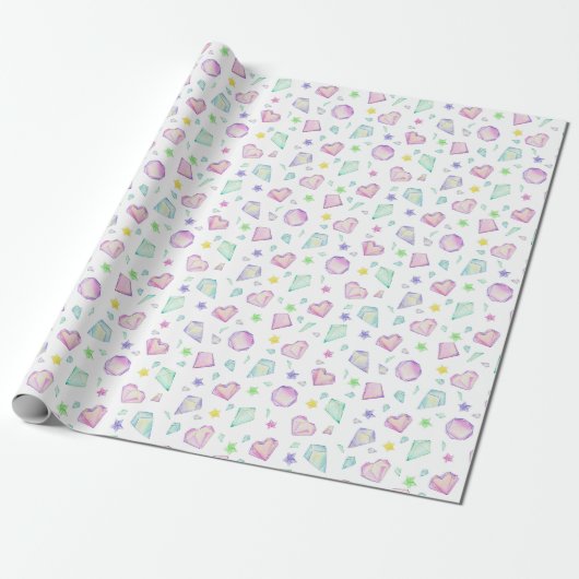 Niedlich Pastell Scattered Diamonds Geschenkpapier (Ungerollt)