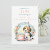 Niedlich Pastell Welpe Beagle - Geburtstag Einladung (Stehend Vorderseite)