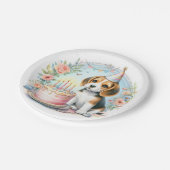 Niedlich Pastell Welpe Beagle - Geburtstag Pappteller (Schrägansicht)