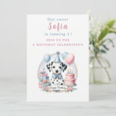 Niedlich Pastell Welpe Dalmatiner - Geburtstag Einladung (Stehend Vorderseite)