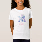 Niedlich Pastellblau Rosa Unicorat Letter X Monogr T-Shirt (Vorderseite)