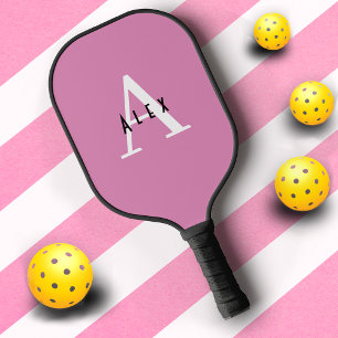 Niedlich Pastellrosa Mit Monogramm Name und Anfang Pickleball Schläger