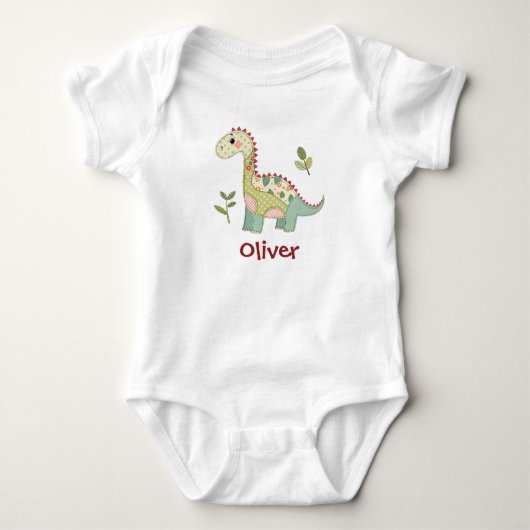 Niedlich Patchwork Dinosaur Baby Strampler (Vorderseite)