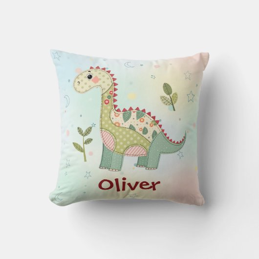 Niedlich Patchwork Dinosaur Kissen (Vorderseite)