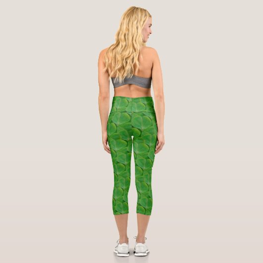 Niedlich Patricks Day Green Irish Lucky Clover Pat Capri Leggings (Rückseite)