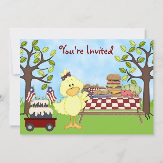 Niedlich Patriotic Bird Picnic Geburtstag Einladun Einladung (Vorderseite)