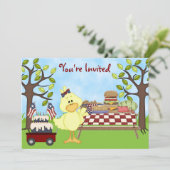 Niedlich Patriotic Bird Picnic Geburtstag Einladun Einladung (Stehend Vorderseite)