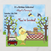 Niedlich Patriotic Bird Picnic Geburtstag Einladun Einladung (Vorne/Hinten)