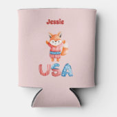 Niedlich Patriotic Fox Personalisiert Dosenkühler (Vorderseite)