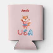 Niedlich Patriotic Fox Personalisiert Dosenkühler (Rückseite)