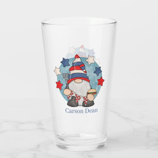 niedlich Patriotic July Vurth gnome Name Glas (Rückseite)