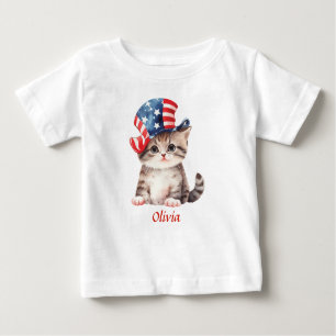 Niedlich Patriotic Kitten 4. Juli Girl Baby T-shirt