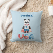 Niedlich Patriotic Panda Superhero Personalisiert Kissen (Decke)