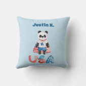 Niedlich Patriotic Panda Superhero Personalisiert Kissen (Rückseite)