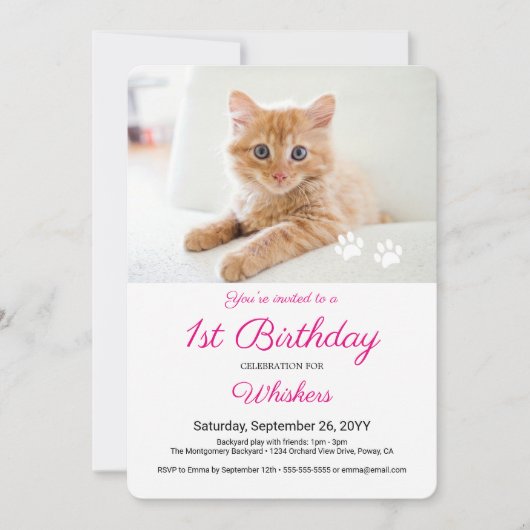 Niedlich Paw druckt benutzerdefinierte Begleiter G Einladung (Vorderseite)