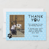 Niedlich Paw Print Blue Birthday Danke Foto Karte (Vorderseite)
