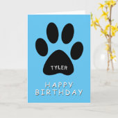 Niedlich Paw Print Blue Happy Geburtstag Karte (Gelbe Blume)