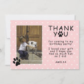 Niedlich Paw Print Pink Geburtstag Danke Foto Karte (Vorderseite)
