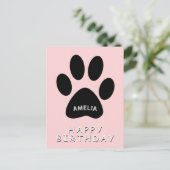 Niedlich Paw Print Pink Glückwunsch Geburtstag Postkarte (Stehend Vorderseite)