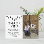 Niedlich Paw Prints Black Birthday Danke Foto Karte (Stehend Vorderseite)