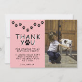 Niedlich Paw Prints Pink Geburtstag Danke Foto Karte (Vorderseite)