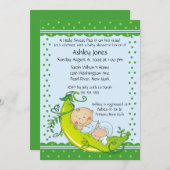 Niedlich Pea Pod Baby Boy Babydusche Einladungen (Vorne/Hinten)