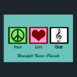 Niedlich Peace Liebe Chor Custom Aquamarin Poster<br><div class="desc">Ein wunderschöner Choir-Ausdruck mit einem grünen Friedenssymbol,  einem roten Herz und einem Dreifach-Stift auf einem Musical,  das Musik und Gesang symbolisiert. Passen Sie Ihren Chornamen oder anderen personalisierten Text an,  um in Ihrem Zimmer oder Büro zu hängen. Ein hübsches Poster,  das in einem Chor-Übungsraum aufgehängt wird.</div>