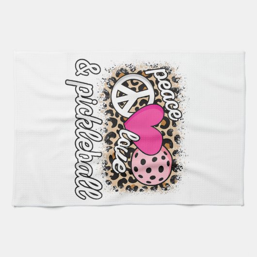 Niedlich Peace Liebe Pickleball Player Funny Pickl Geschirrtuch (Horizontal)