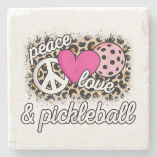Niedlich Peace Liebe Pickleball Player Funny Pickl Steinuntersetzer