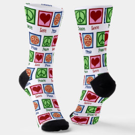 Niedlich Peace Liebe Pizza Socken