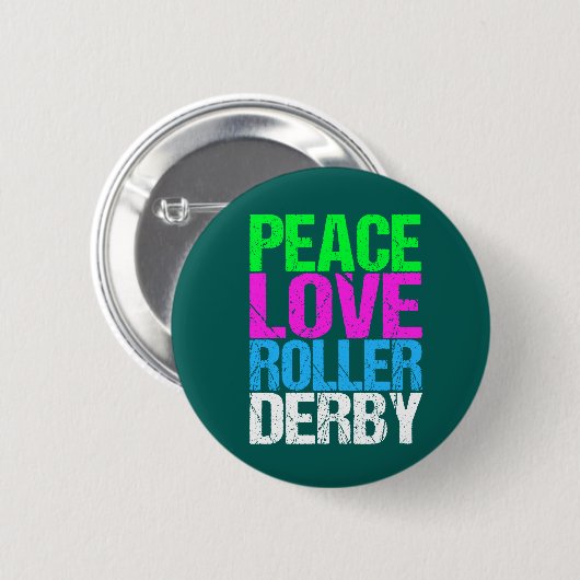 Niedlich Peace Liebe Roller Derby Button (Vorne & Hinten)