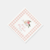 Niedlich Peach Gingham Frame Baby Dusche Serviette (Ecke)