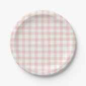 Niedlich Peach Gingham Pappteller (Vorderseite)